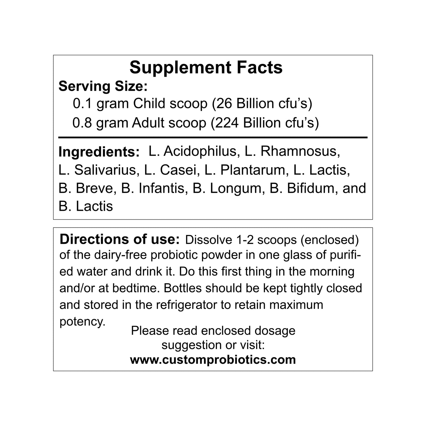 Custom Probiotics Elven Strain Probiotic Powder