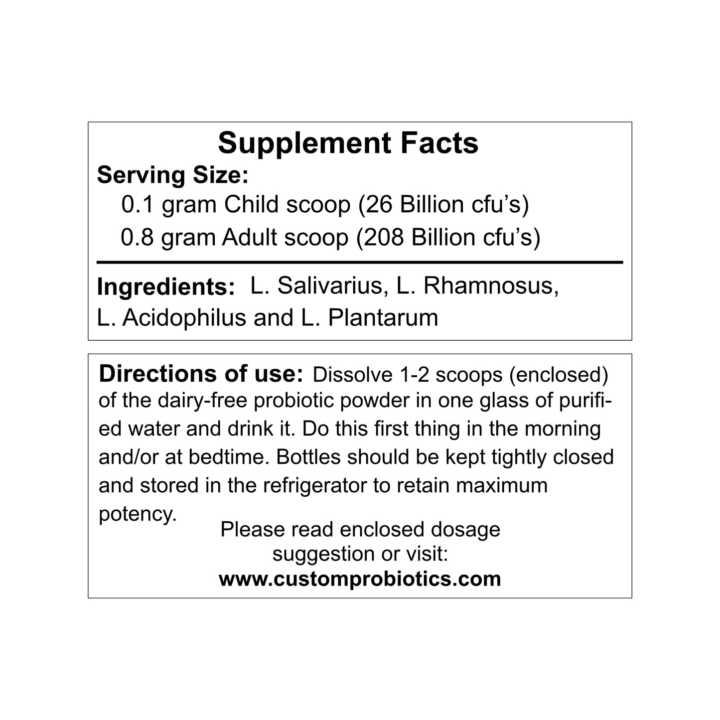 Custom Probiotics Ultra Potent Four Strain Lactobacilli